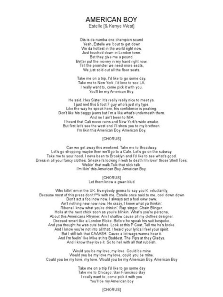 American boy lyrics |